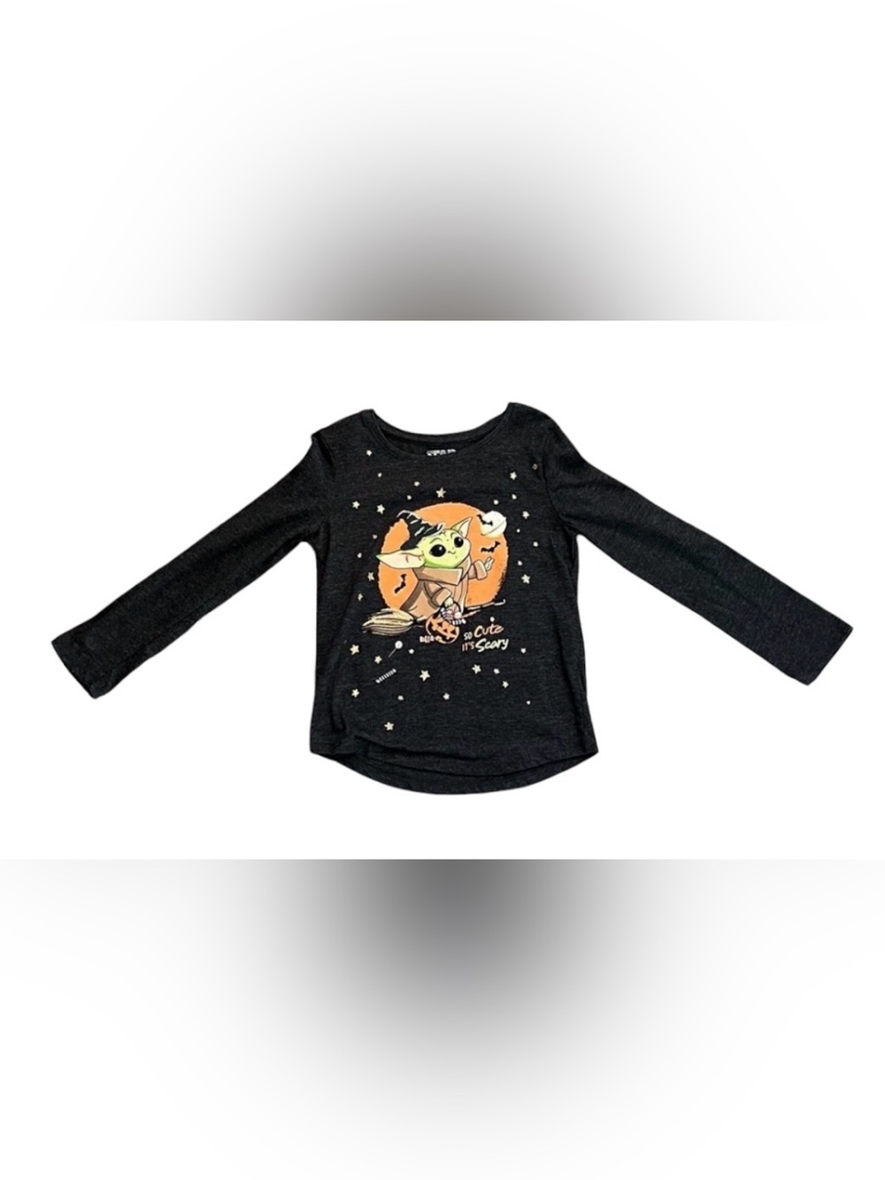 Star Wars Grogu Halloween Shirt Girls Size 5 Jumping Beans Dark Gray Baby Yoda